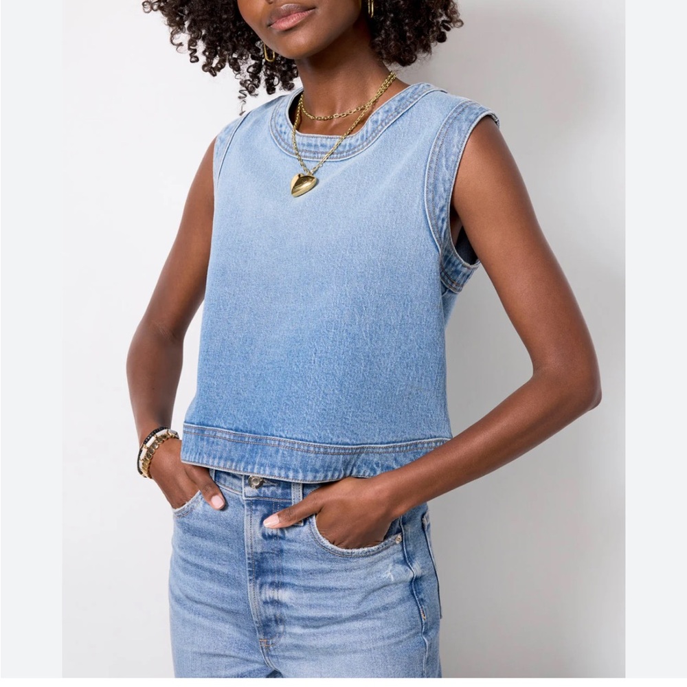 Evereve Light Blue Denim Top